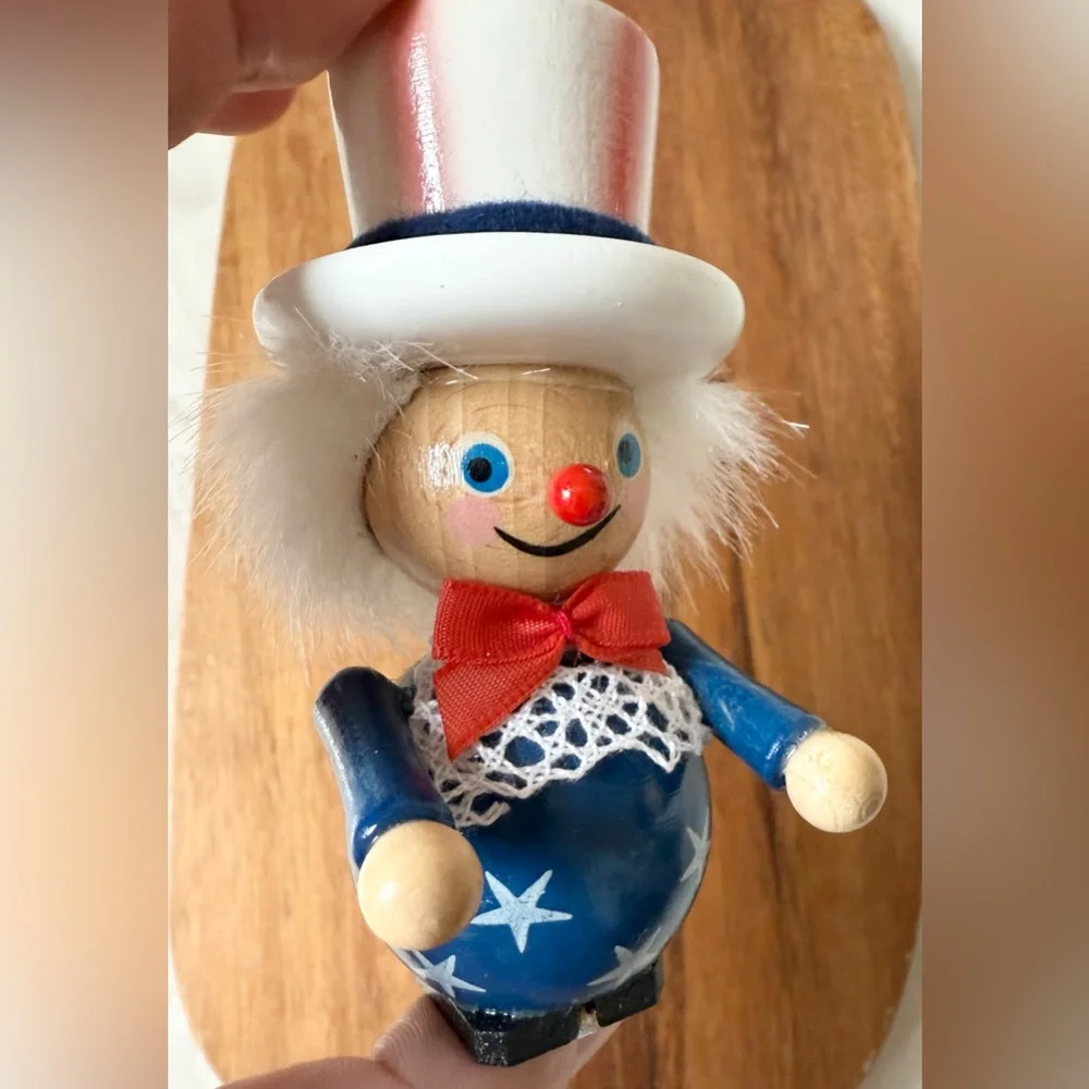 Steinbach 4.5” German Wood Christmas Ornament w/ Tag Nutcracker Uncle Sam